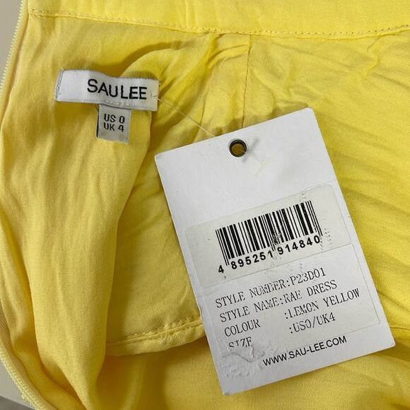 Pre-loved SAU LEE Lemon Yellow Rae Floral Sequin Lace Overlay Mini Dress Size 0 - Picture 7 of 8